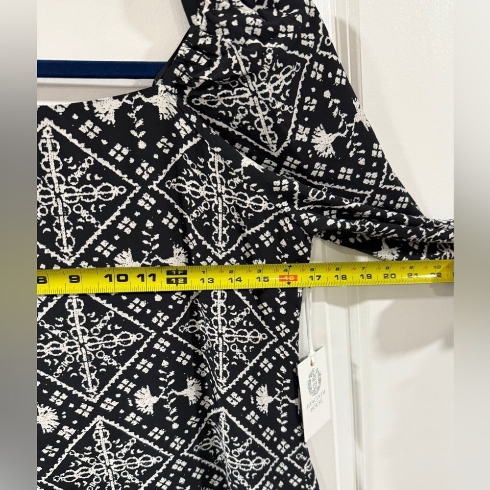 Hyacinth House Sabrina Midi Dress S Black White Square Neck Puff Sleeve NWT - Picture 11 of 16